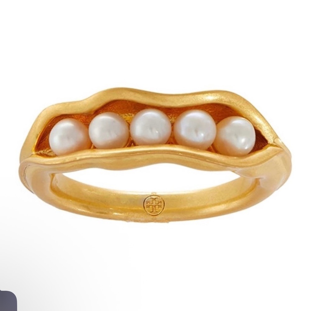 TORY BURCH • Cultured Freshwater Pearl Pea Pod Ring NWT $129